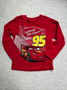 5T Used Lightning McQueen Red Kids Long Sleeve Tee - '95 Graphic